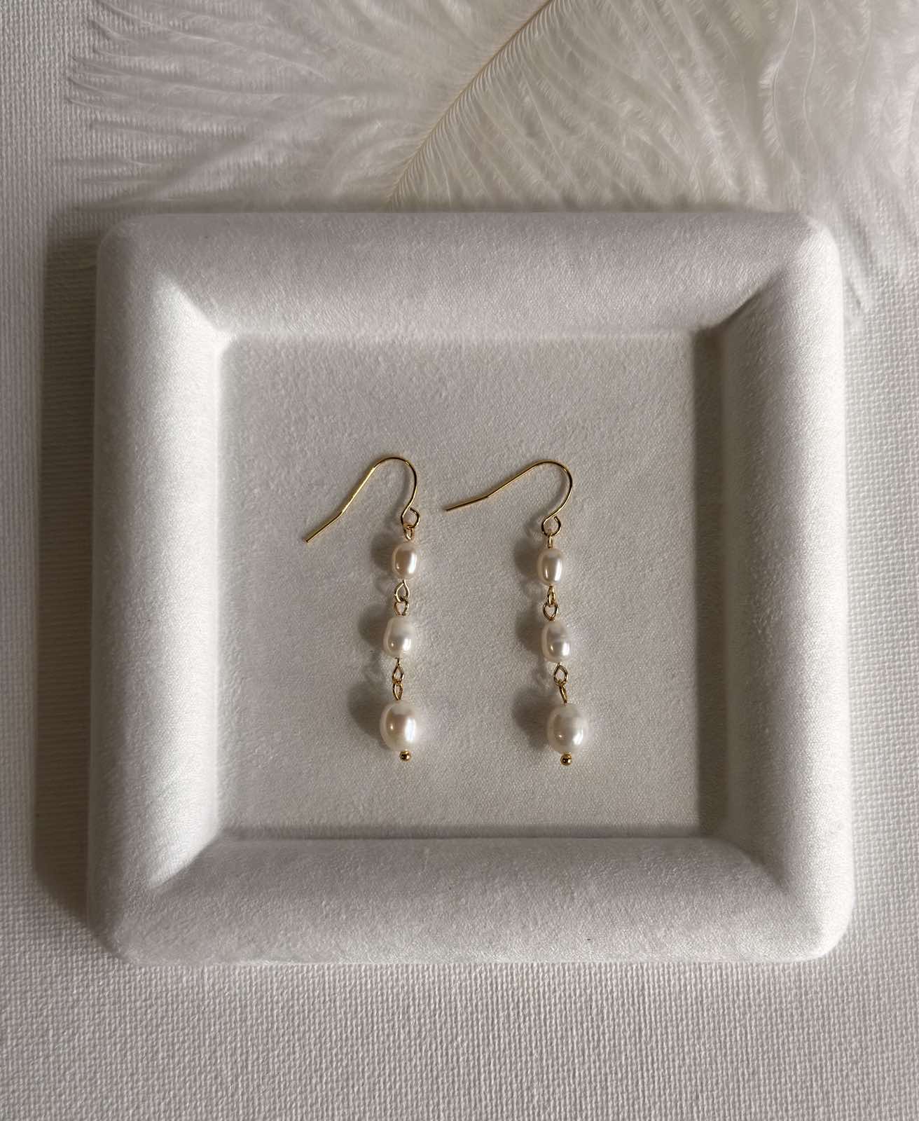 Golden Halo Freshwater Pearl Drop Earrings