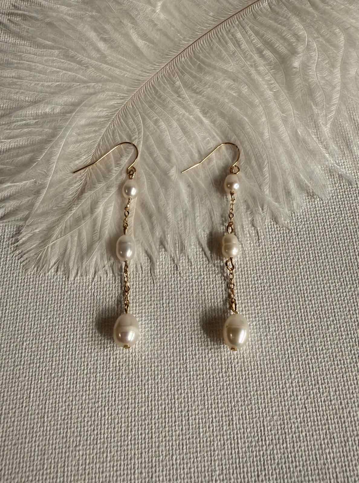 Golden Halo Freshwater Pearl Drop Earrings