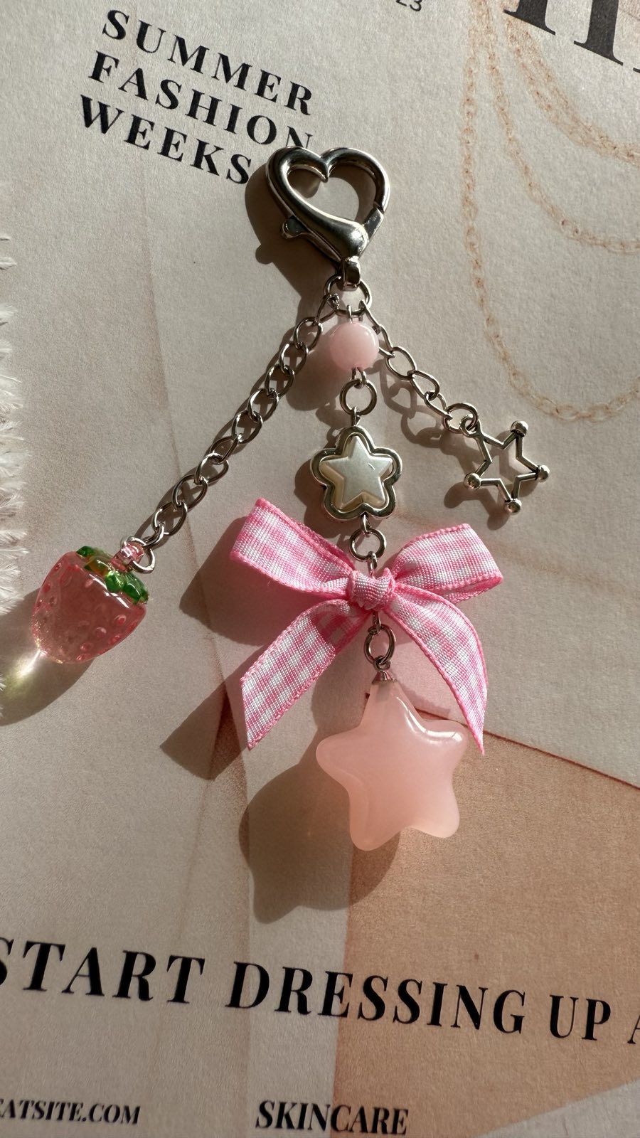 Strawberry Star Pop Charm Keychain