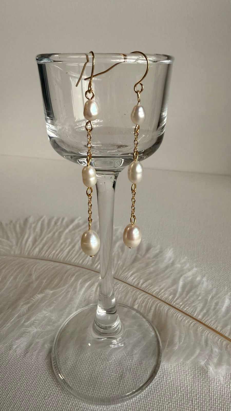 Golden Halo Freshwater Pearl Drop Earrings