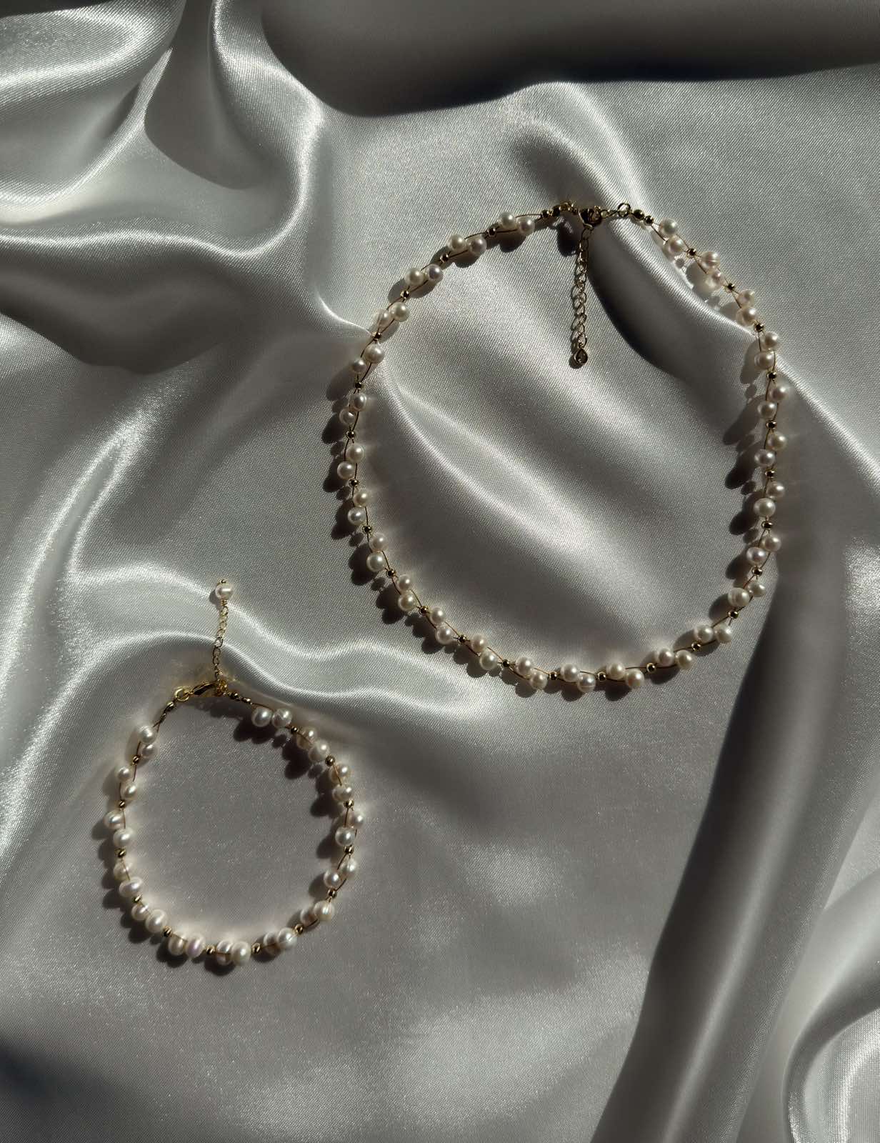 Pearl Bloom Necklace and Bracelet