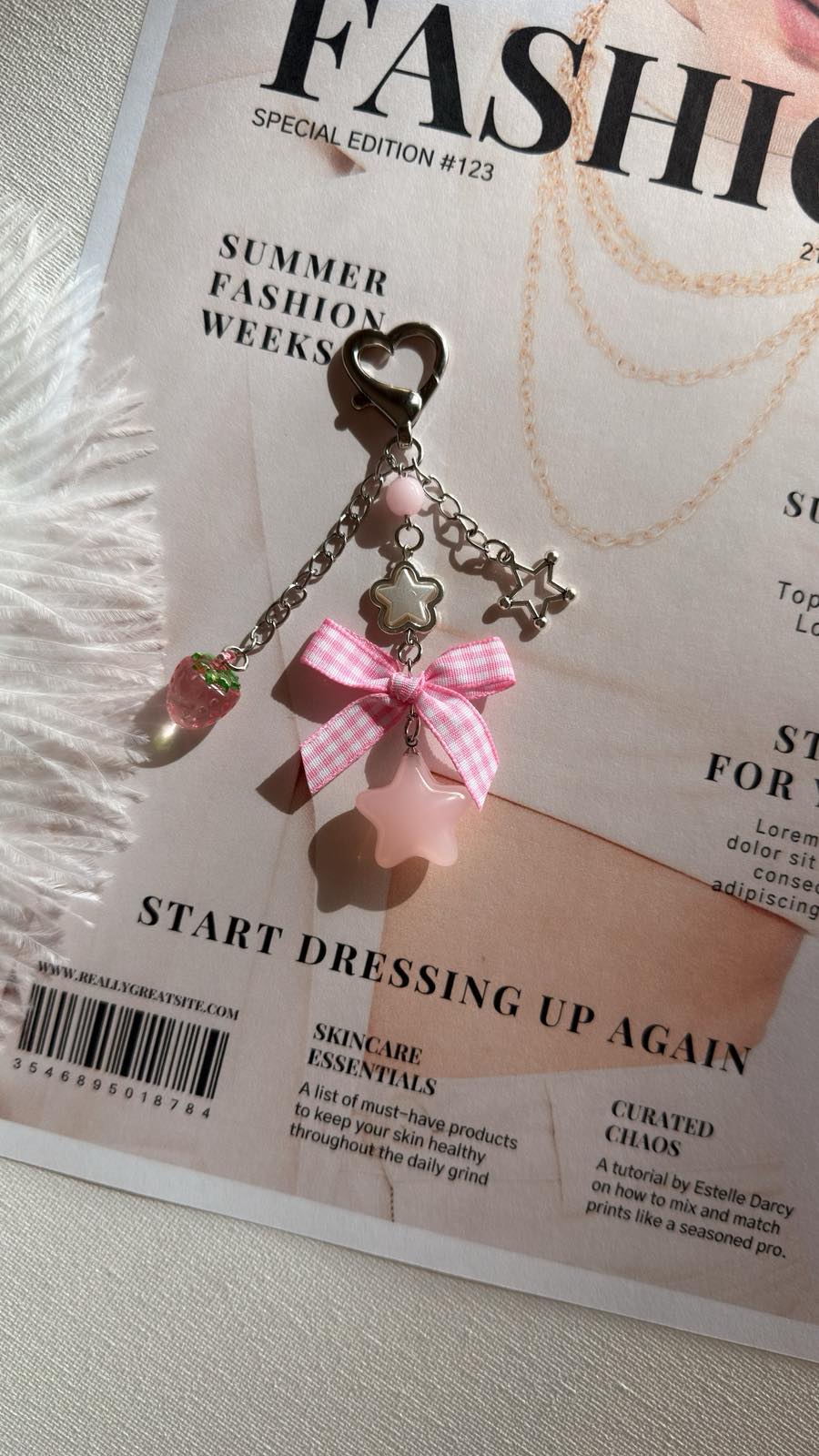 Strawberry Star Pop Charm Keychain