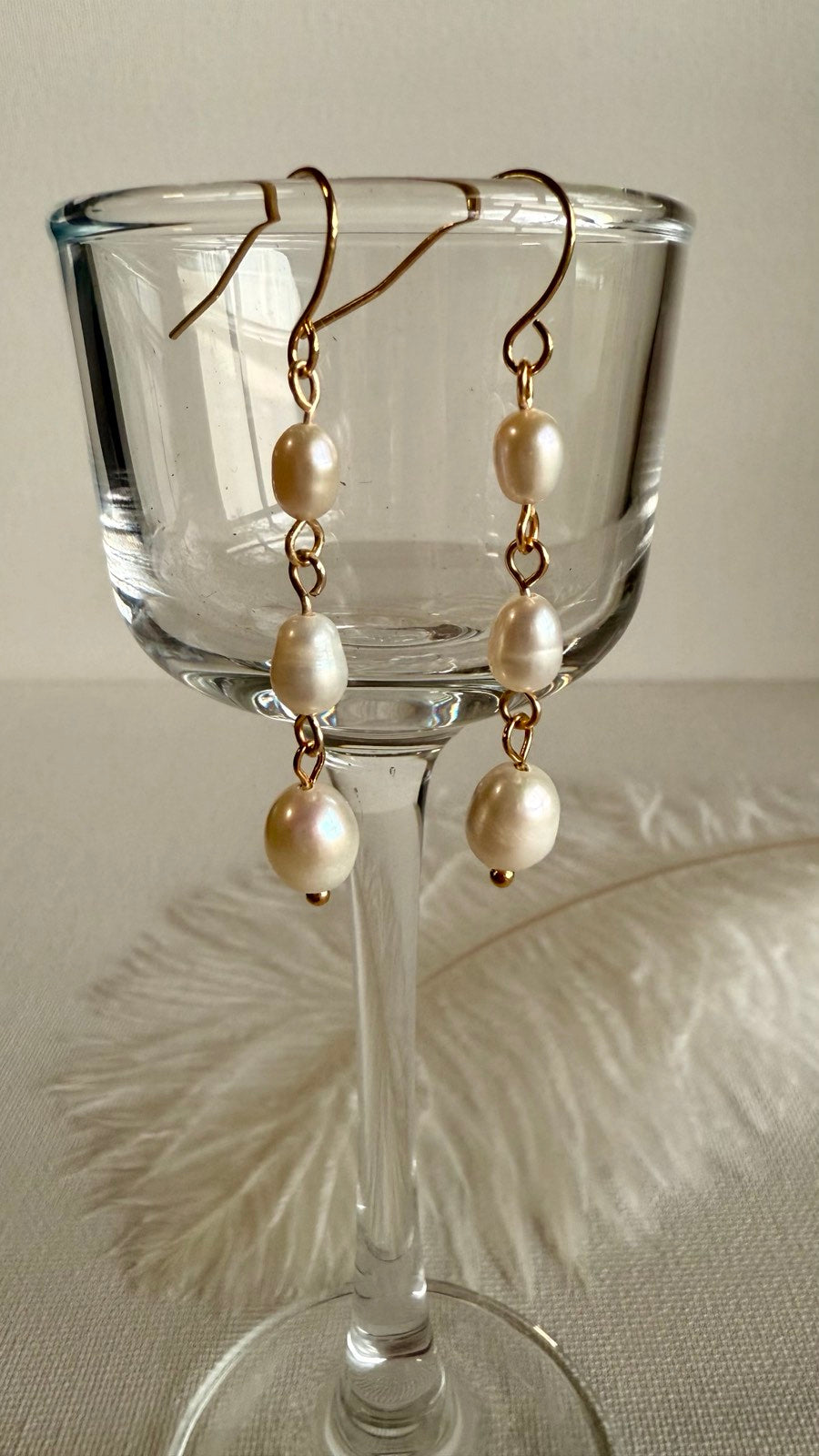 Golden Halo Freshwater Pearl Drop Earrings