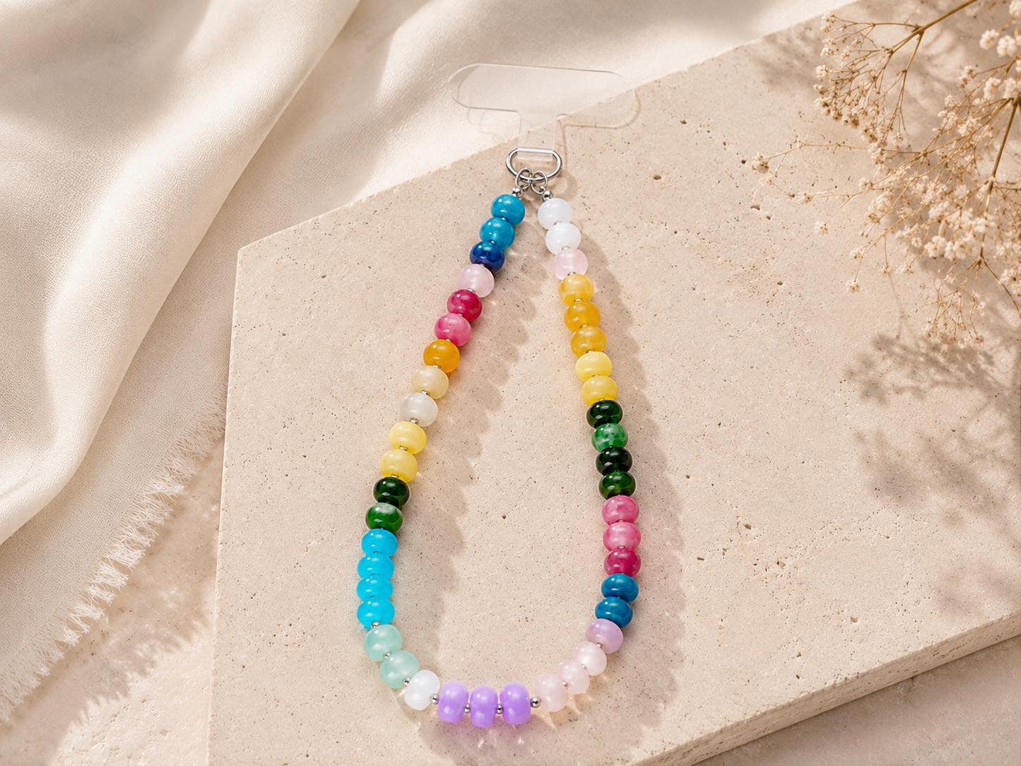 Prism Loop – Rainbow Quartz Beaded Phone Strap
