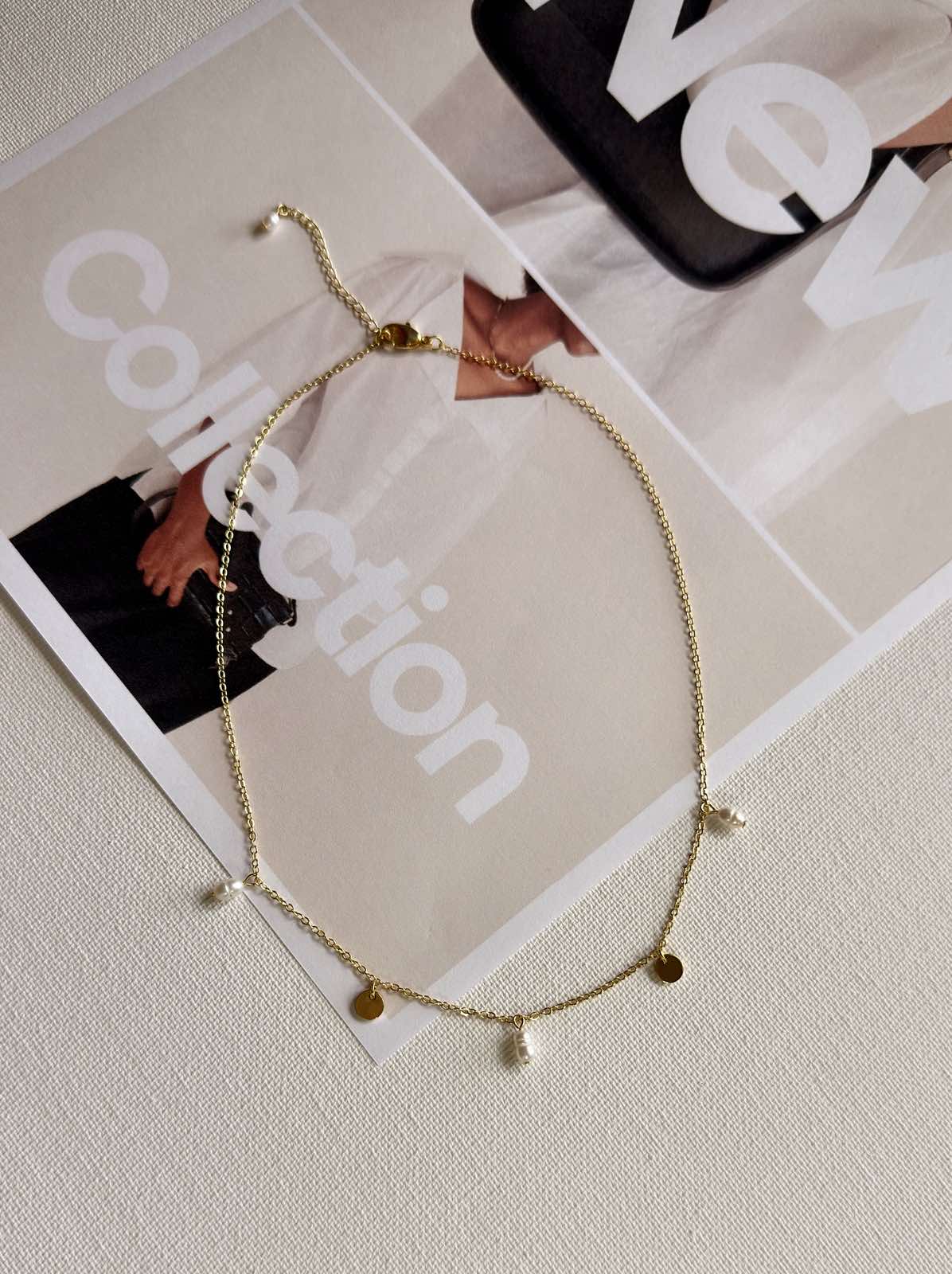 Luna Coin Pearl Choker — Petite Gold Chain Necklace