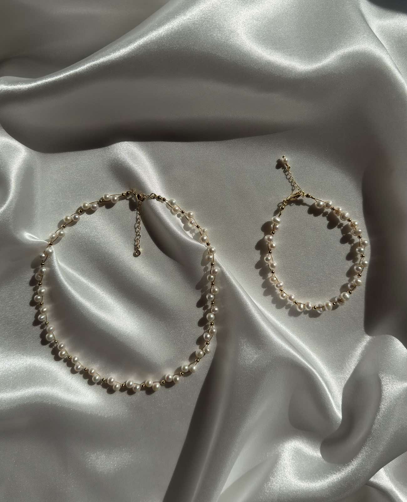 Pearl Bloom Necklace and Bracelet