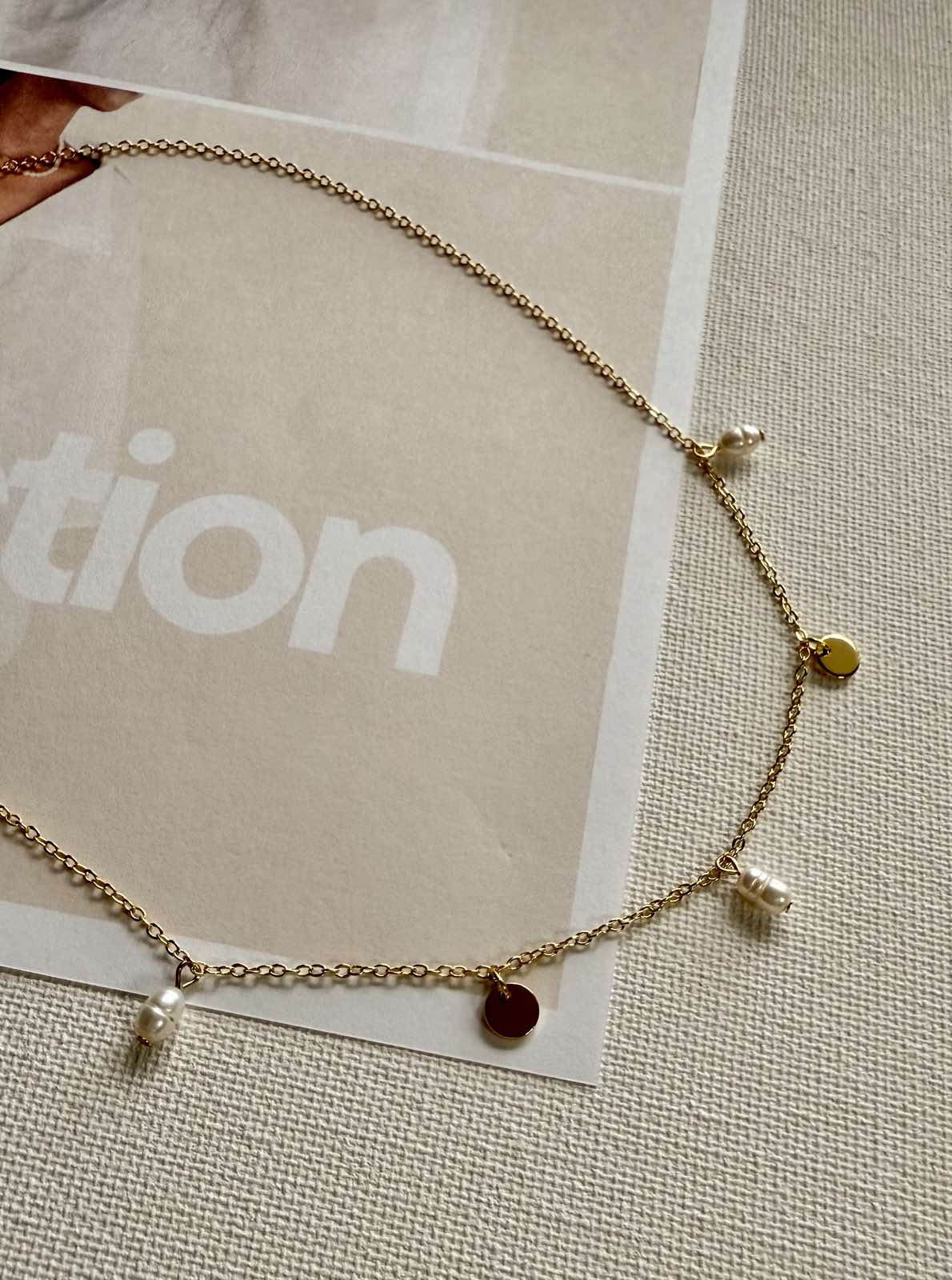 Luna Coin Pearl Choker — Petite Gold Chain Necklace