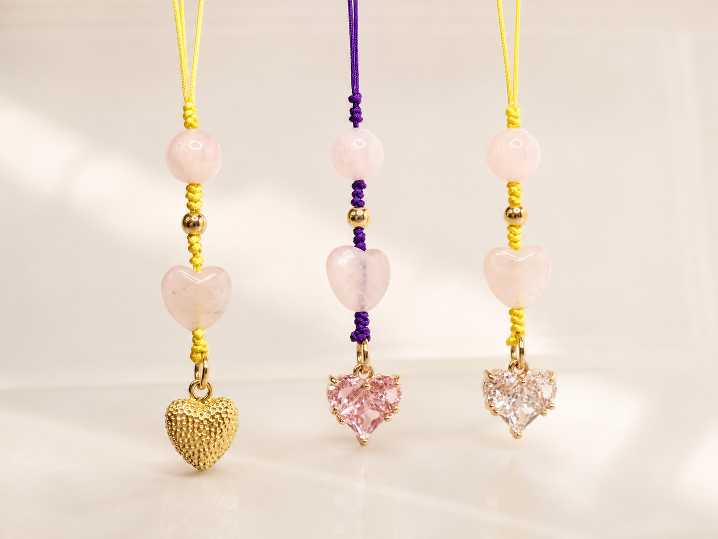 Soft Girl Rose Quartz Heart Charm