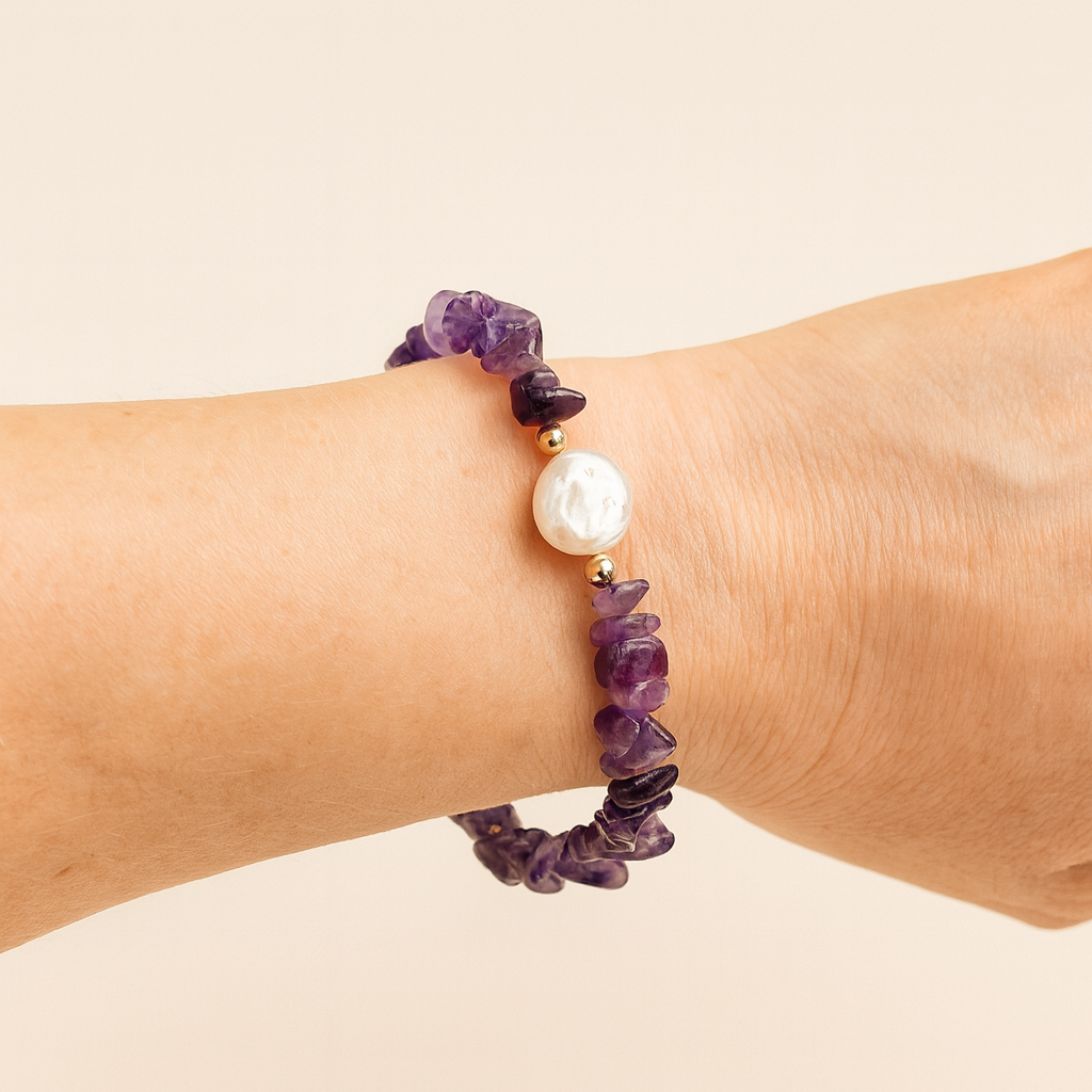 Purple Rain Baroque Pearl & Amethyst Bracelet