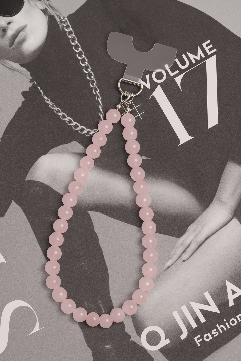Blush Aura – Rose Quartz Beaded Phone Strap