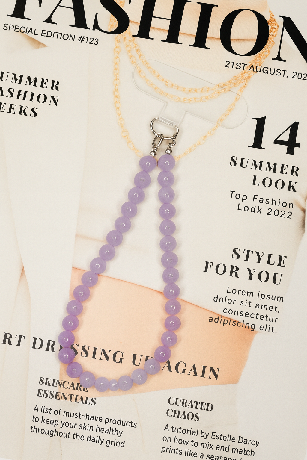 Amethyst Glow Beaded Phone Strap