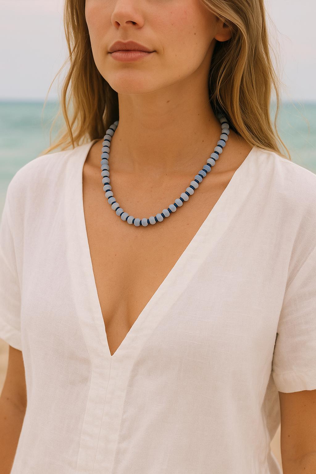 Cheeky Gemstone Necklace, Jade Aquamarine Rose Quartz Statement Jewelry, Colorful Bead Choker, Multi-Strand Layered Look, Gift for Her