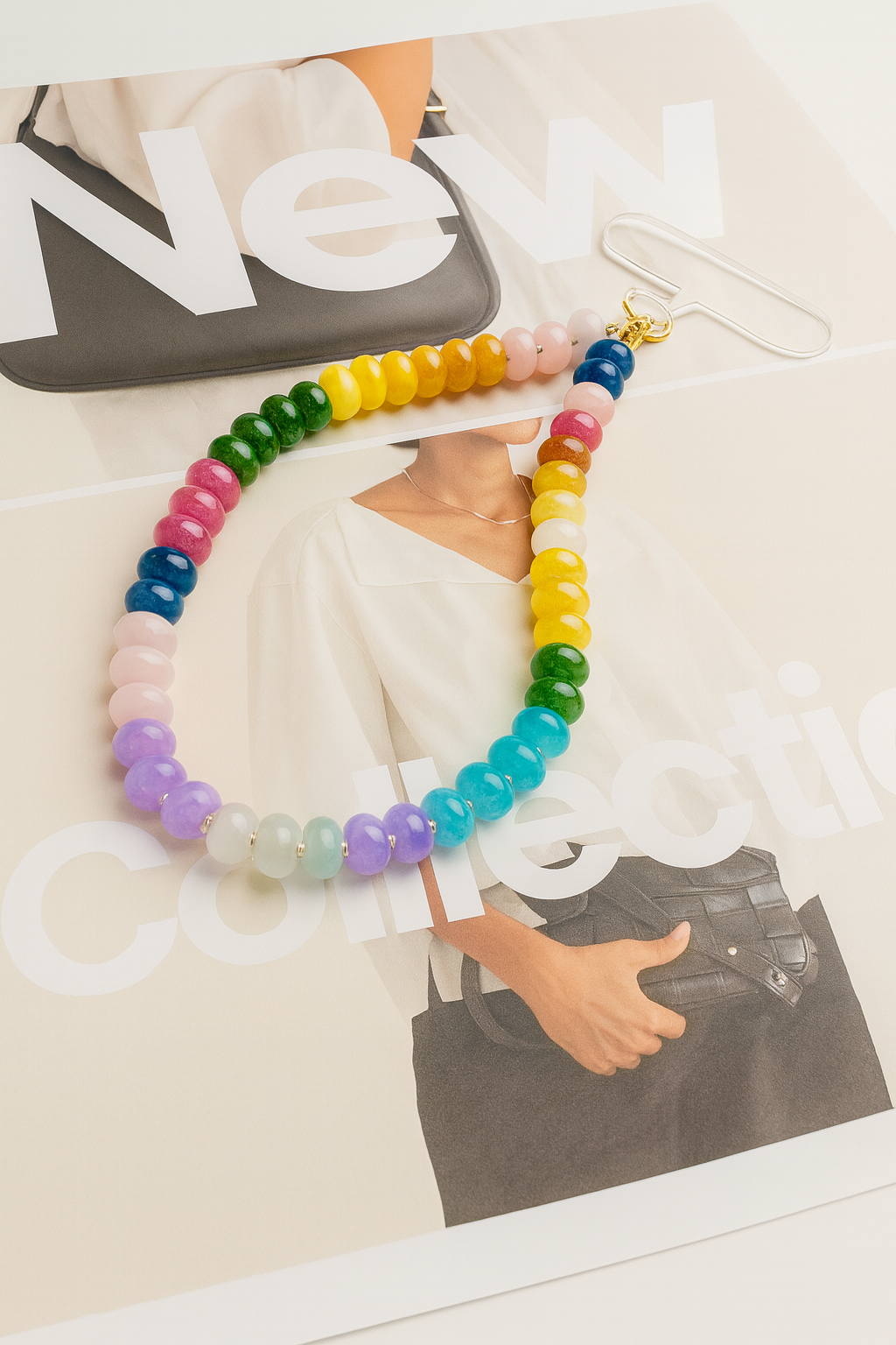 Prism Loop – Rainbow Quartz Beaded Phone Strap