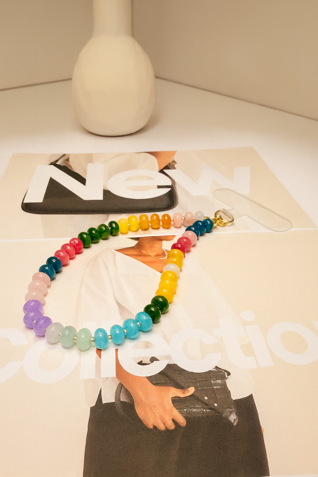 Prism Loop – Rainbow Quartz Beaded Phone Strap