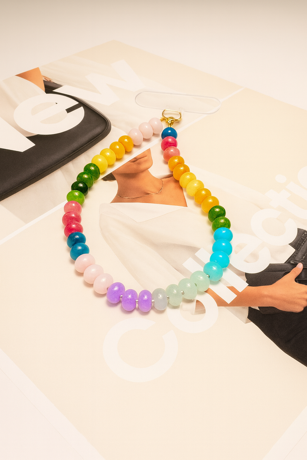 Prism Loop – Rainbow Quartz Beaded Phone Strap