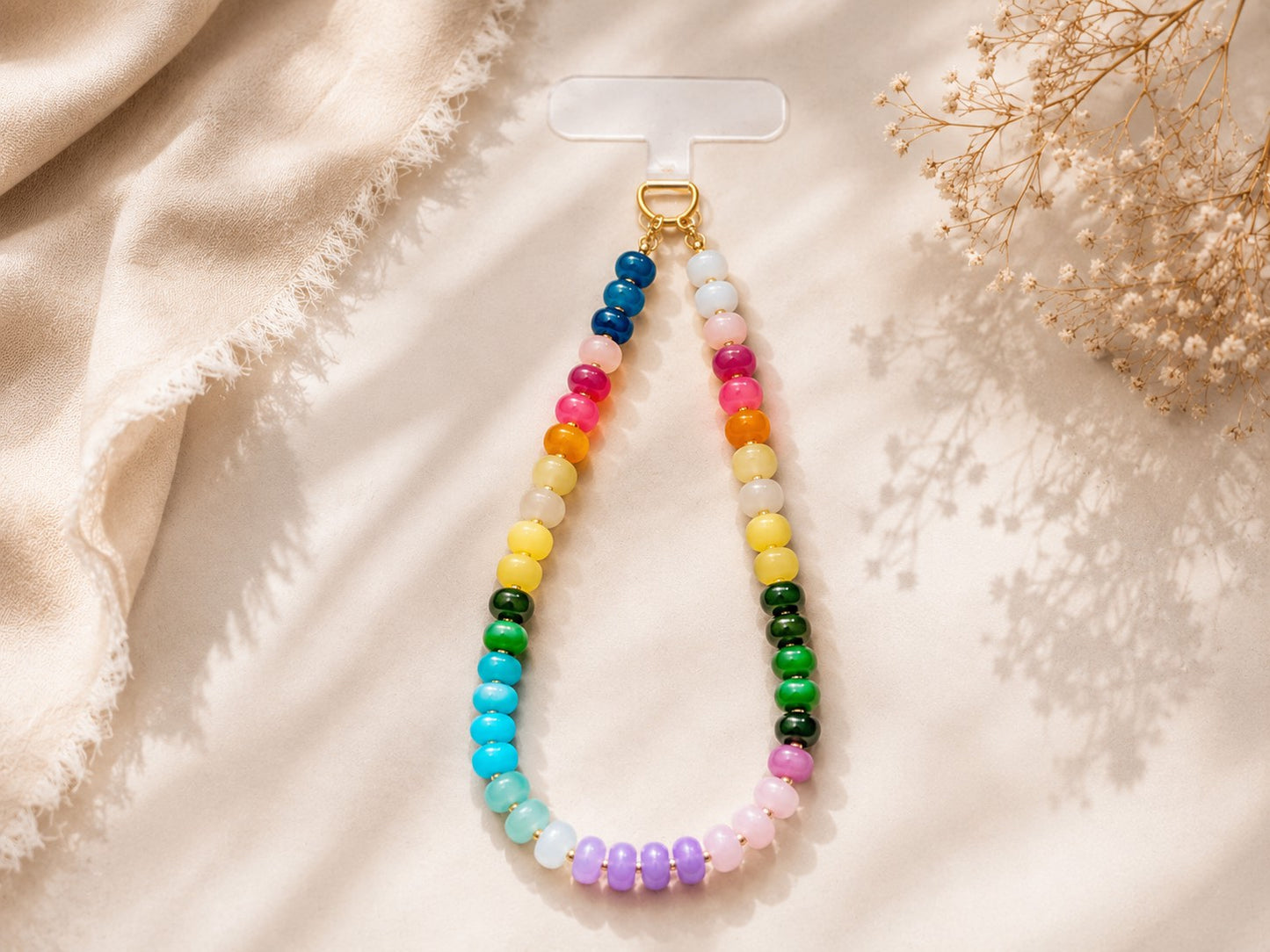 Prism Loop – Rainbow Quartz Beaded Phone Strap