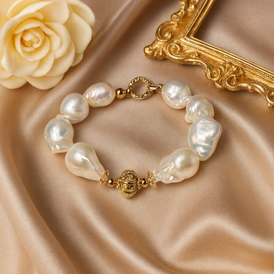 Baroque Gold Accent Pearl Bracelet