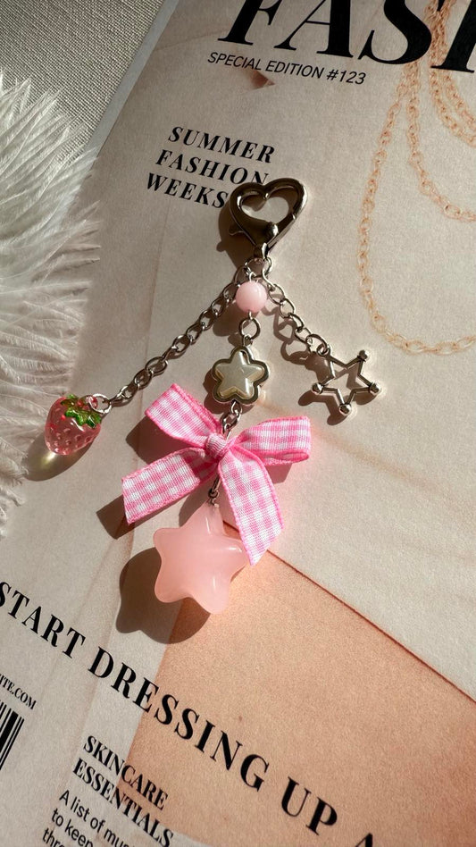 Strawberry Star Pop Charm Keychain