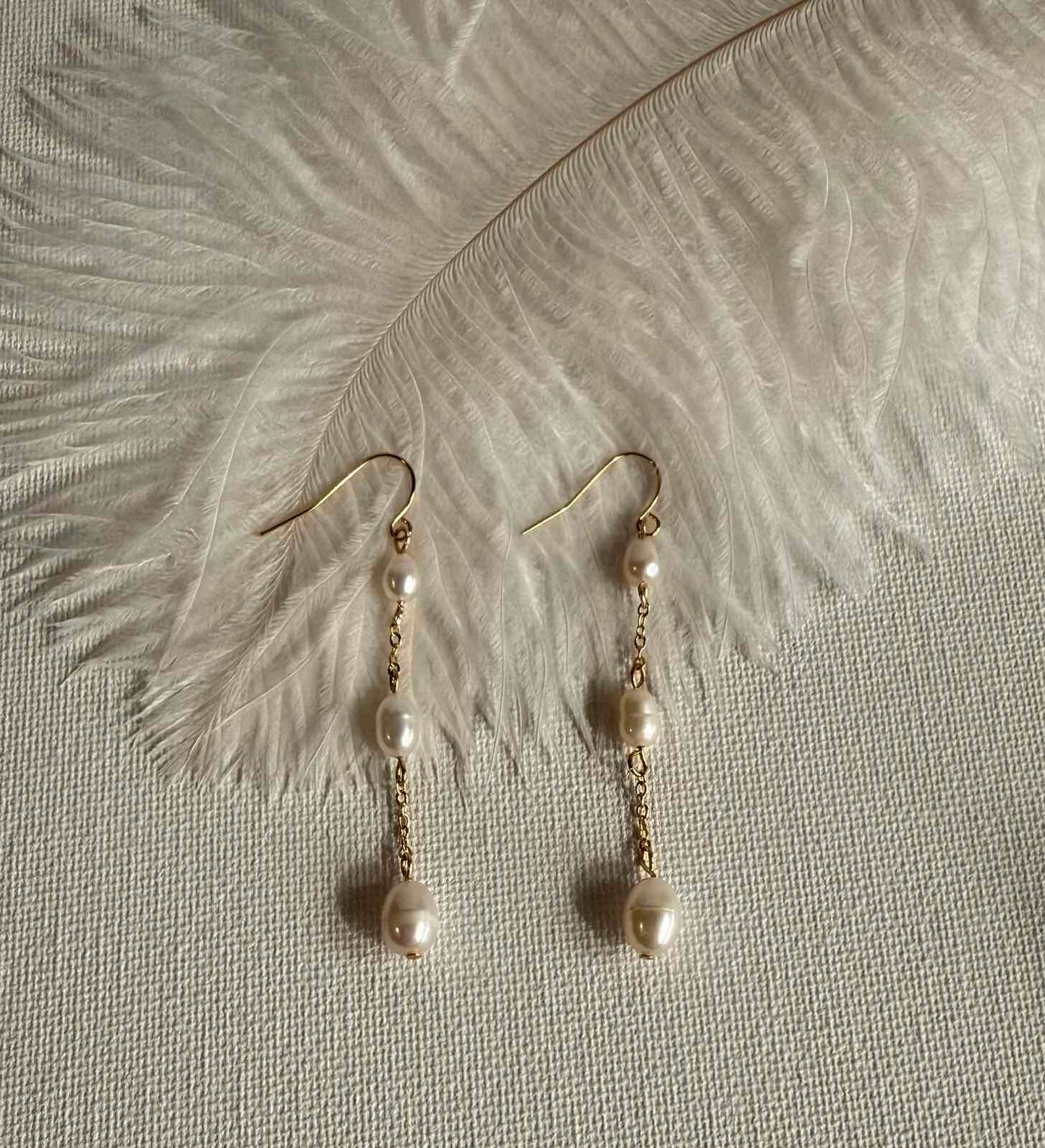 Golden Halo Freshwater Pearl Drop Earrings