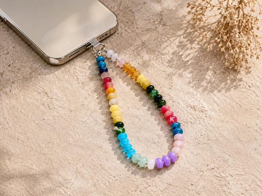 Prism Loop – Rainbow Quartz Beaded Phone Strap