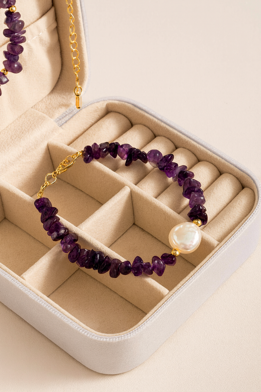 Purple Rain Baroque Pearl & Amethyst Bracelet