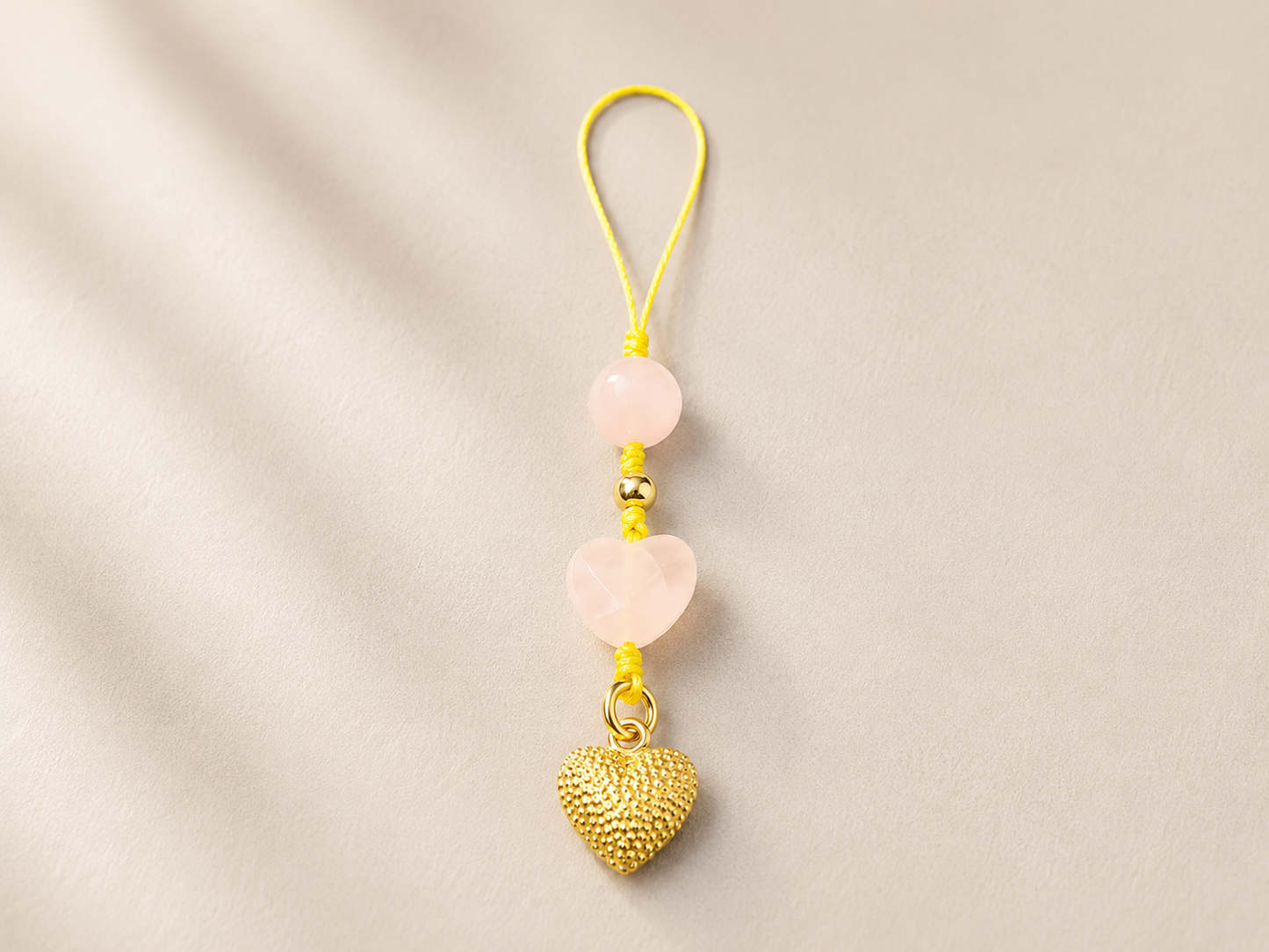 Soft Girl Rose Quartz Heart Charm