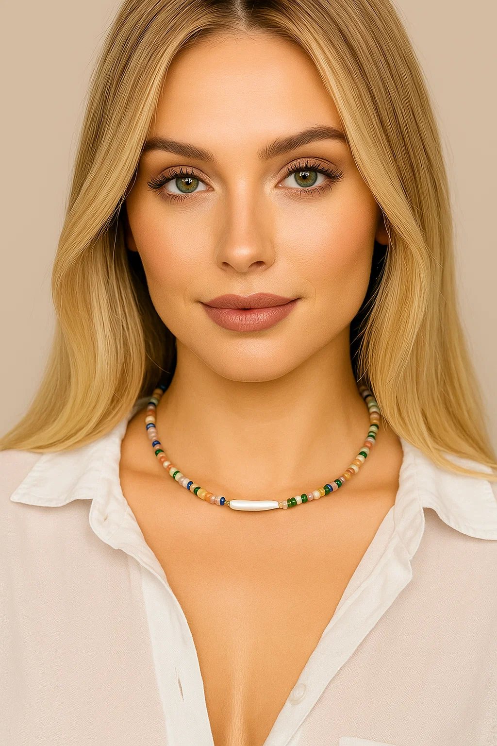 Rainbow Muse Gemstone & Pearl Choker