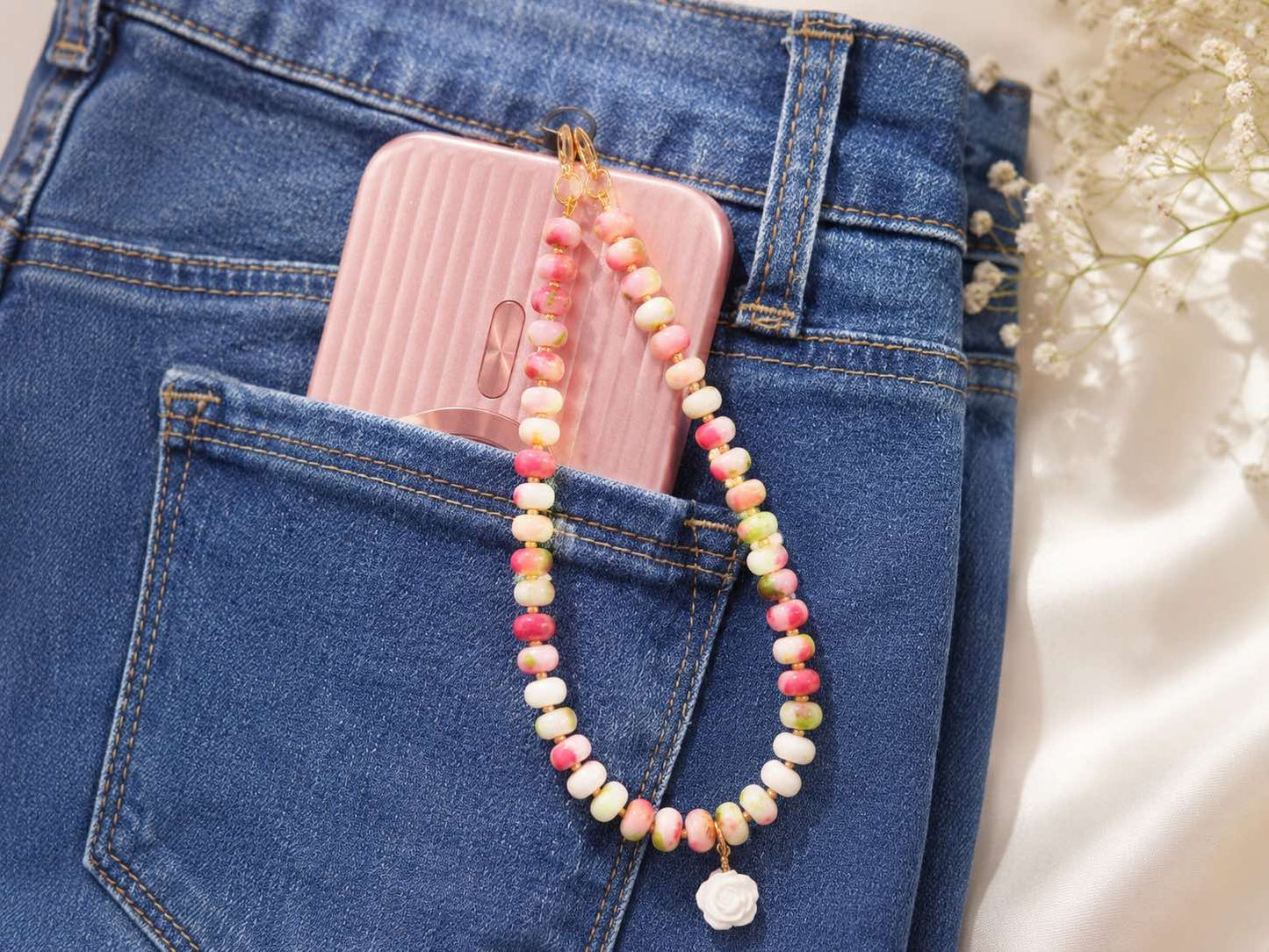 Rosé Bloom Phone Wristlet