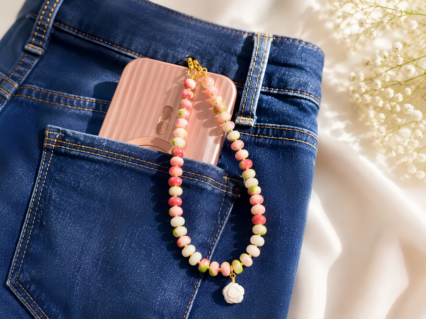Rosé Bloom Phone Wristlet