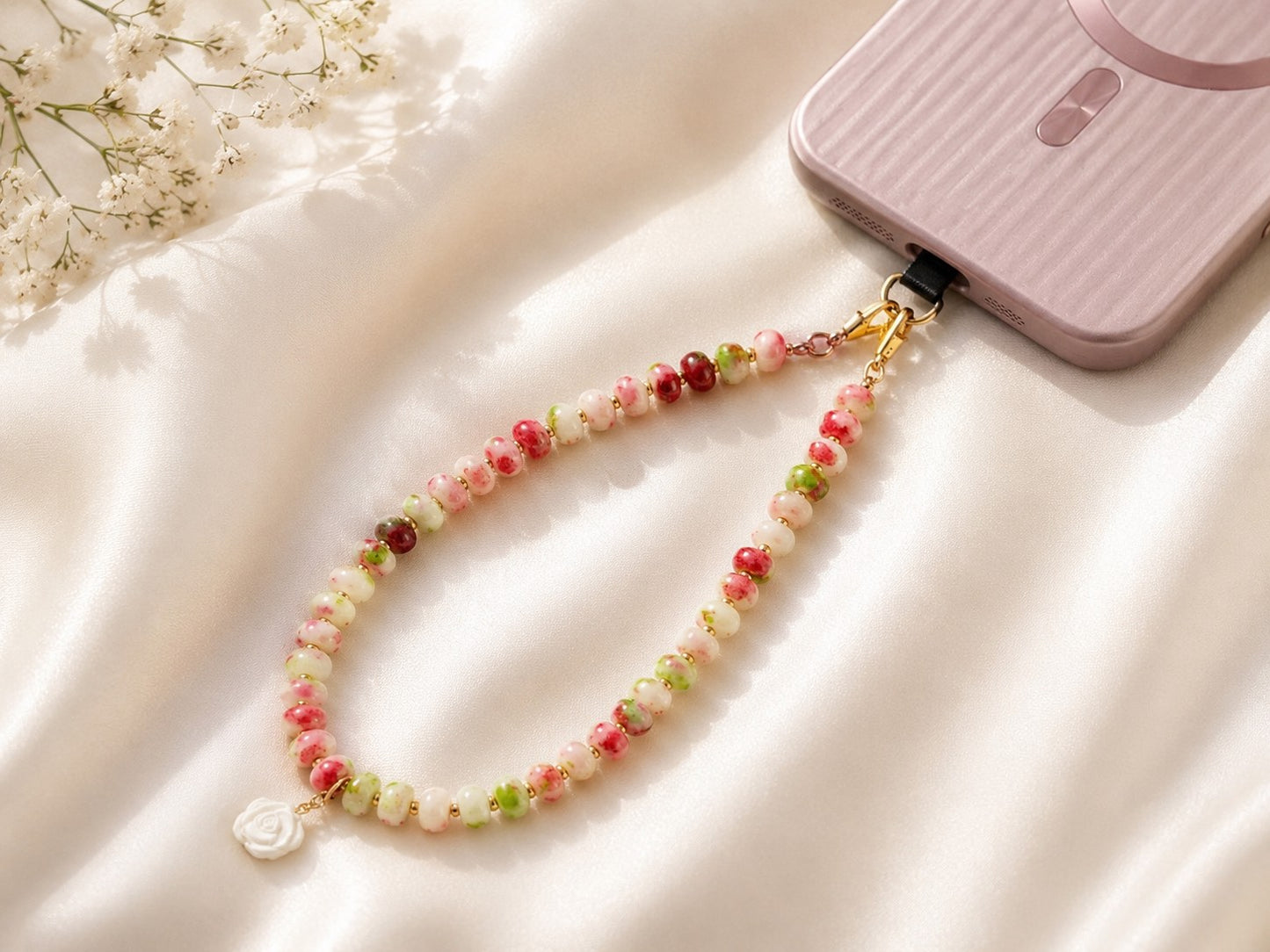 Rosé Bloom Phone Wristlet