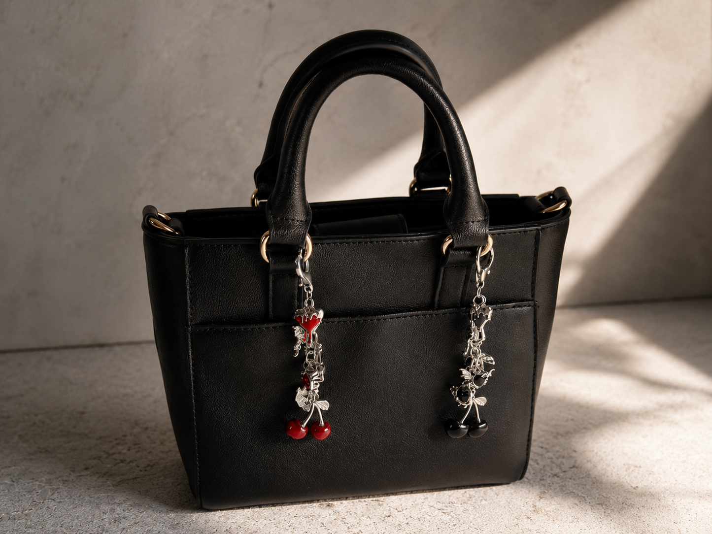 Devilish Cherry Keychain – Skull & Heart Gothic Enamel Charms