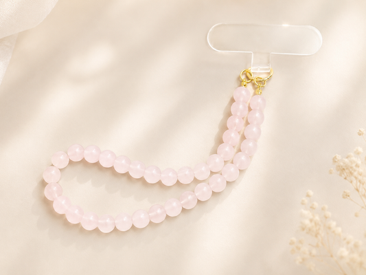 Blush Aura – Rose Quartz Beaded Phone Strap
