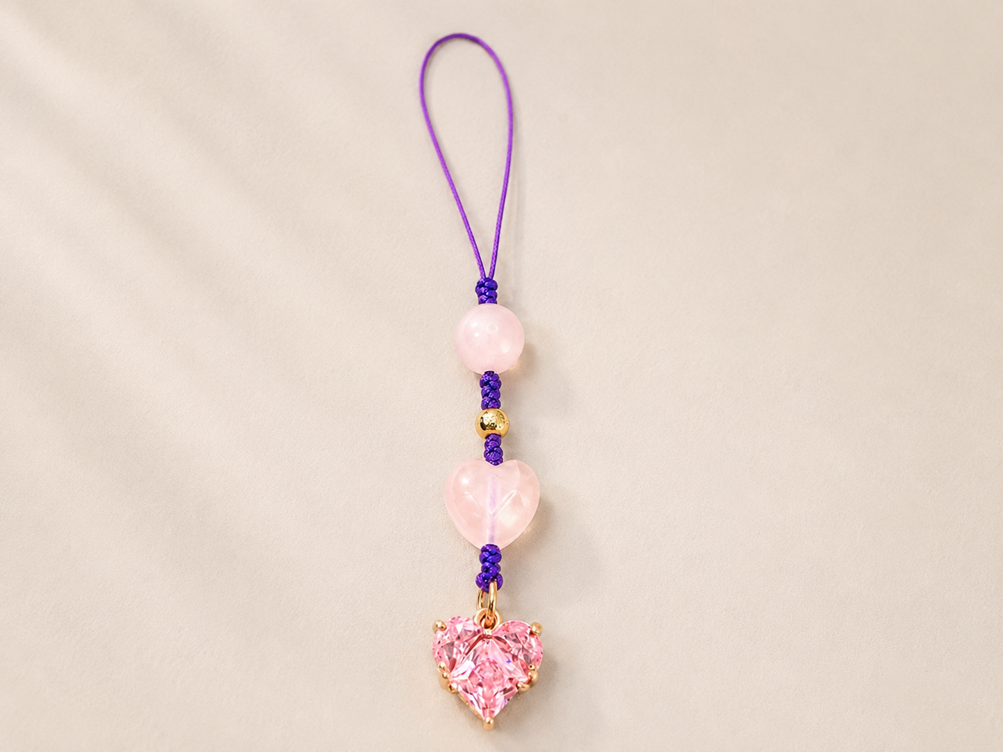 Soft Girl Rose Quartz Heart Charm