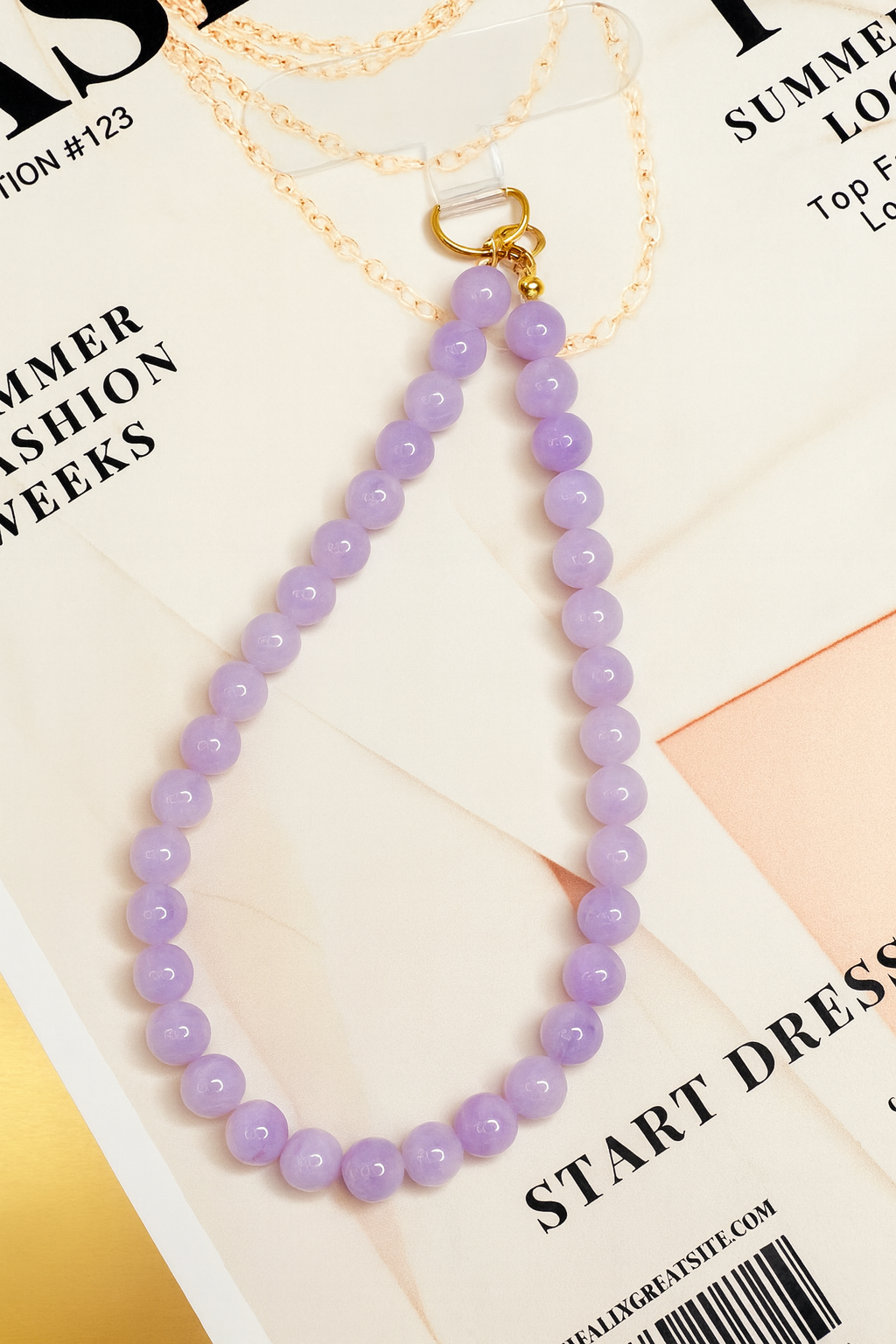 Amethyst Glow Beaded Phone Strap