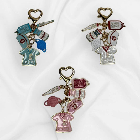 Gold Heart Clasp Nurse Doctor Handmade Gift, Nurse Charms Keychain, Custom Nurse Keychain, Nursing Student Gift, Nurse Graduation Gift
