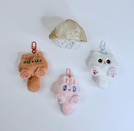 Fluffy Animal Keychain, Plush Cat Bunny Bear Bag Charms, Cute Purse Accessories, Charm Keychain, Valentine Gift, Gift for Her, Mom Gift