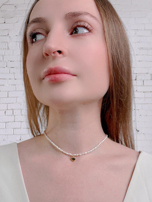 Serenity Heart Pearl Choker