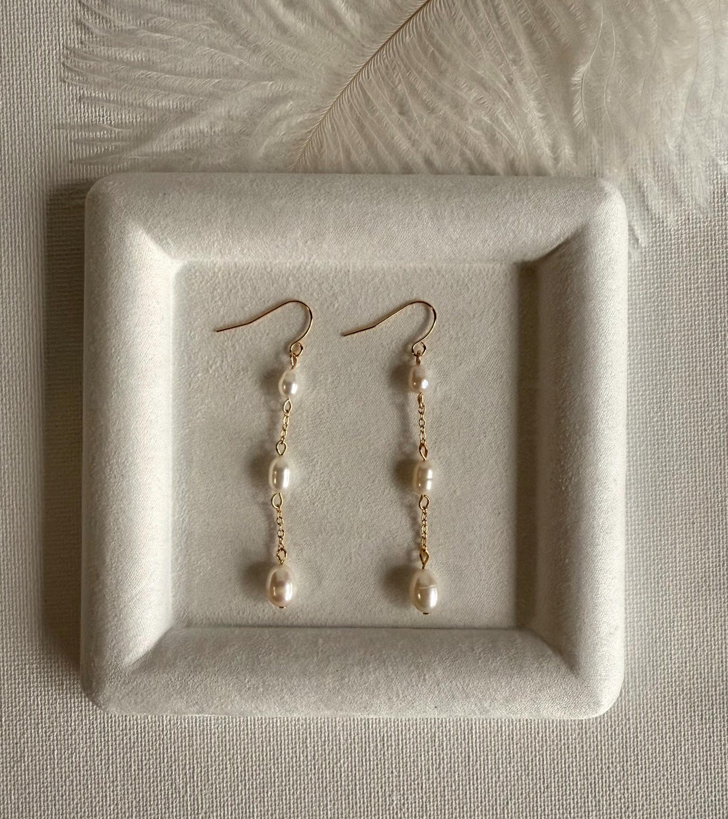 Golden Halo Freshwater Pearl Drop Earrings