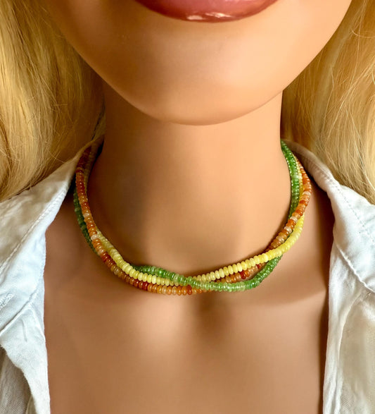 Dainty Gemstone Beaded Necklace, Stacking Necklace, Custom Birthstone Choker, Minimalist Beaded Necklace, Layering Jewelry, Gift for Her