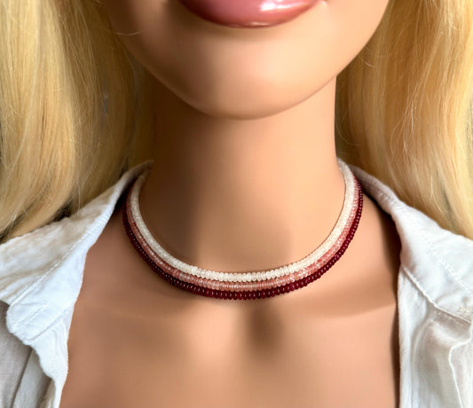 Summer Minimalist Beaded Necklace, Dainty Gemstone Beaded Necklace, Stacking Necklace, Custom Choker, Layering Jewelry, Gift for Her