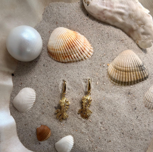 Lucky Fish Drop Earrings, Gold Koi Fish Dangle Earrings, Movable Charm Earrings, Goldfish Jewelry, Beach Summer Gift for Her