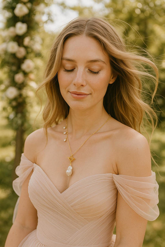 Asymmetric Freshwater Pearl Accents and Toggle Clasp Baroque Pearl Drop Necklace, Gold or Silver Chain Pearls, Gift for Her, Gift for Mom